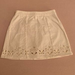 White-jean cutout skirt